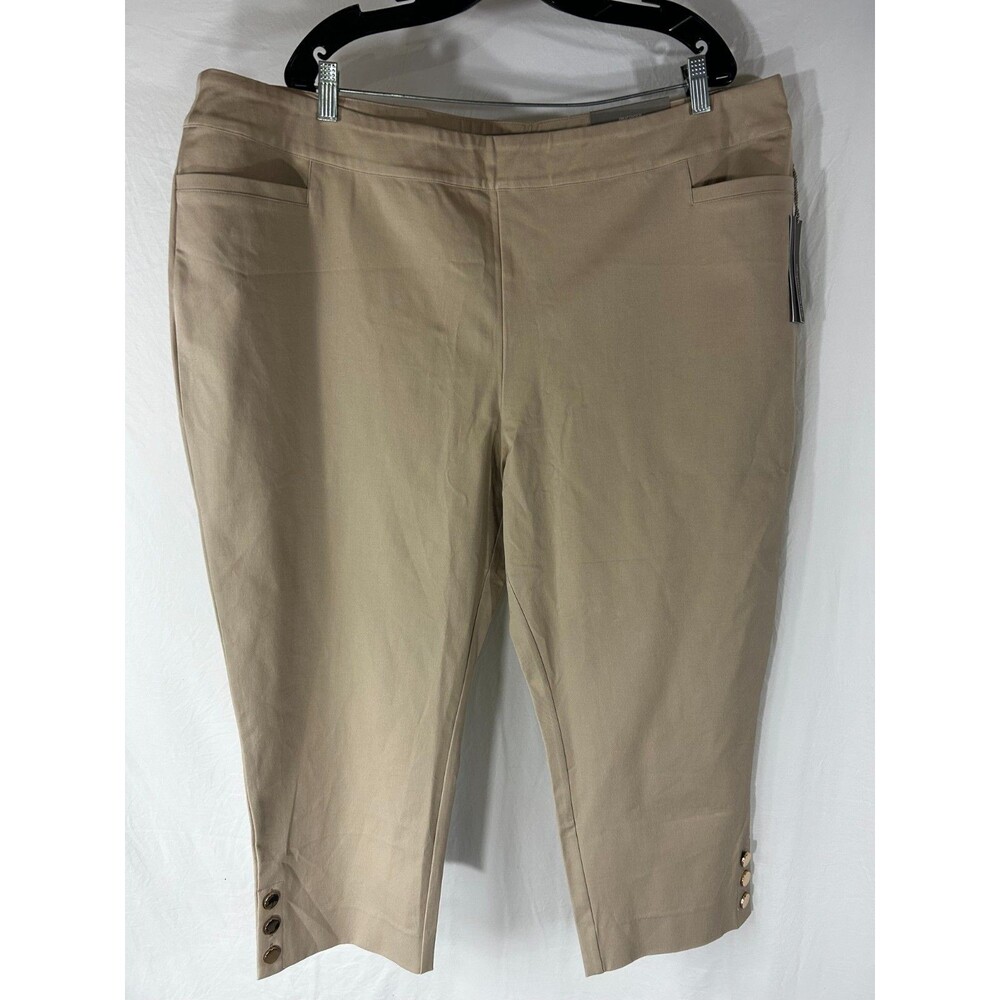 $79 Soft Surroundings Khaki Pull On Slim Fit Cropped Pants Women’s 3XL